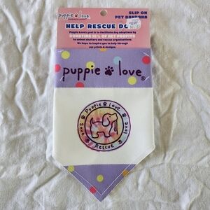 Puppie Love Dog Bandana Slip On Collar Purple Polka Dot NEW